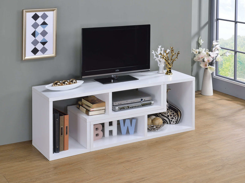 Velma - White - Convertible TV Console & Bookcase - Ornate Home