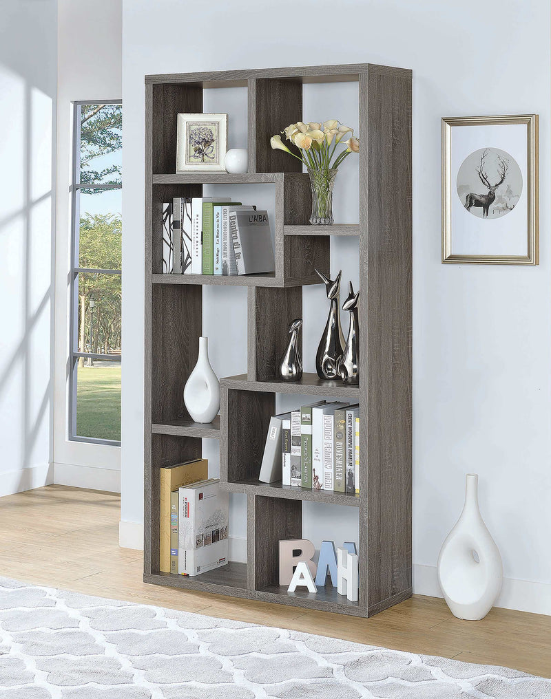 Theo - Weathered Grey - 10 Shelf Bookcase - Ornate Home