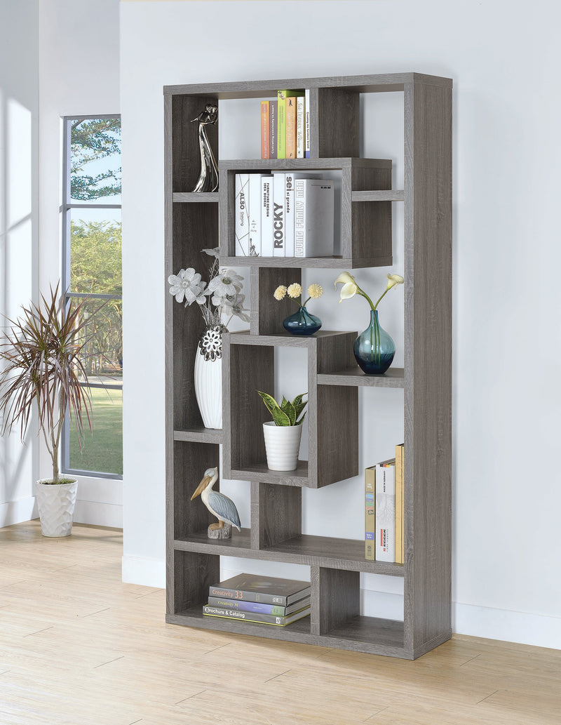 Howie - Weathered Grey - 10 Shelf Bookcase - Ornate Home