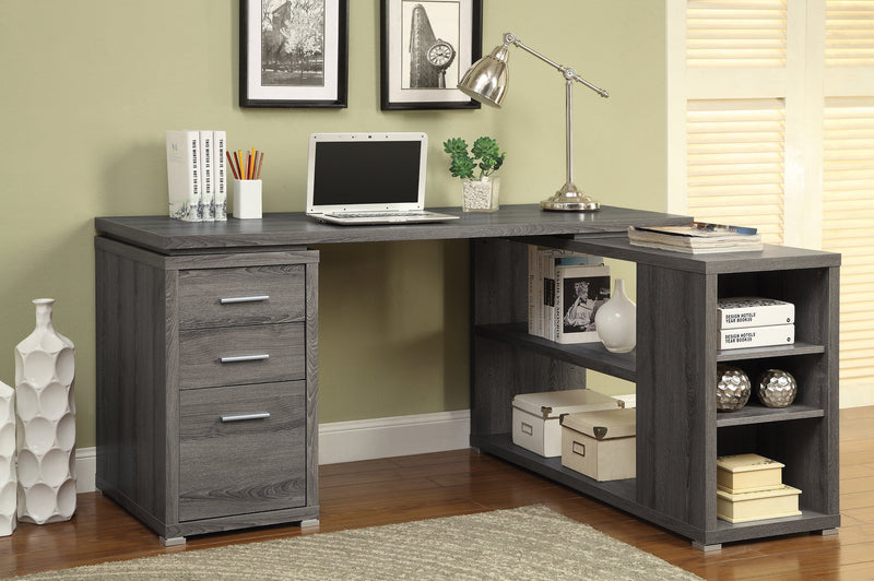 Yvette - Weathered Grey - L Shape Office Desk - Ornate Home