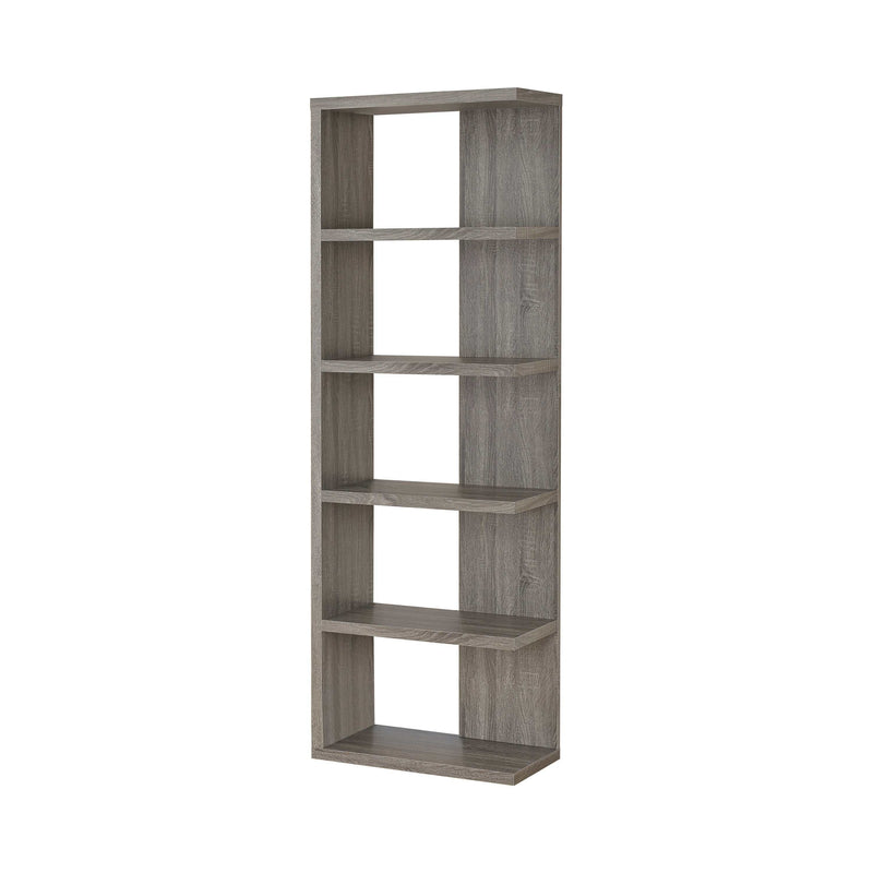 Reid - Weathered Grey - 5 Tier Bookcase - Ornate Home