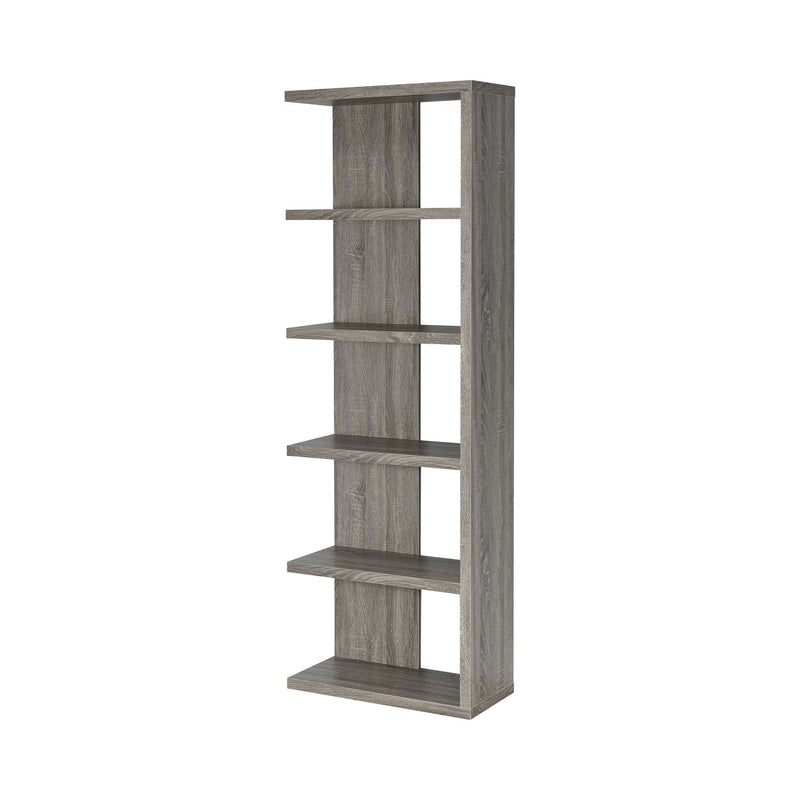 Reid - Weathered Grey - 5 Tier Bookcase - Ornate Home