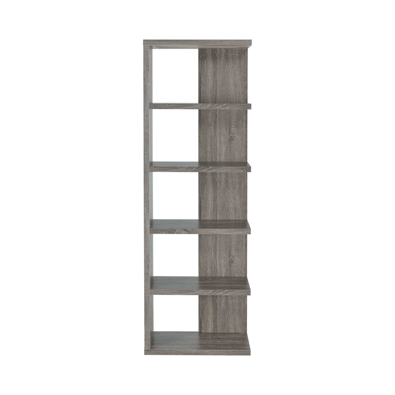 Reid - Weathered Grey - 5 Tier Bookcase - Ornate Home