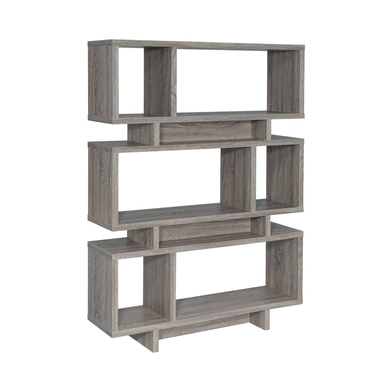 Reid - Weathered Grey - 3 Tier Geometric Bookcase - Ornate Home