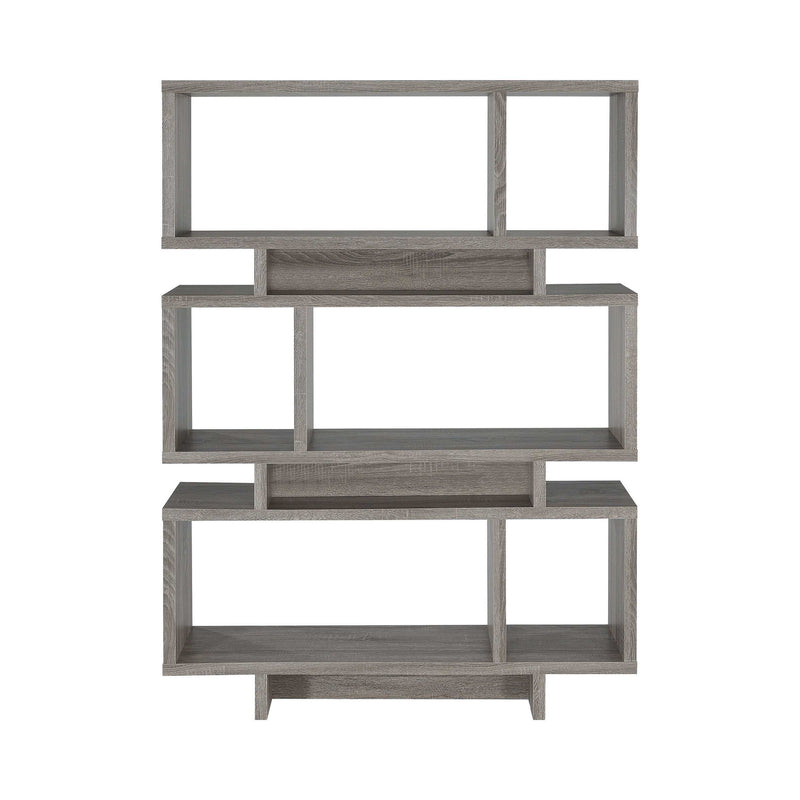 Reid - Weathered Grey - 3 Tier Geometric Bookcase - Ornate Home