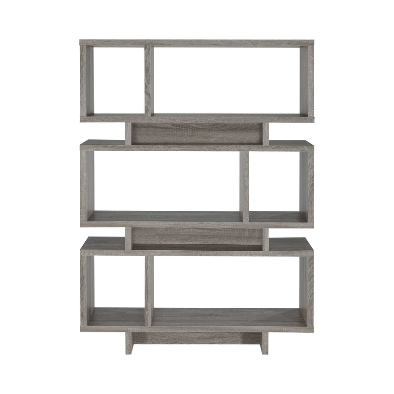 Reid - Weathered Grey - 3 Tier Geometric Bookcase - Ornate Home