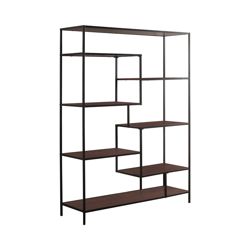 Asher -  Walnut & Black - Geometric Bookcase - Ornate Home