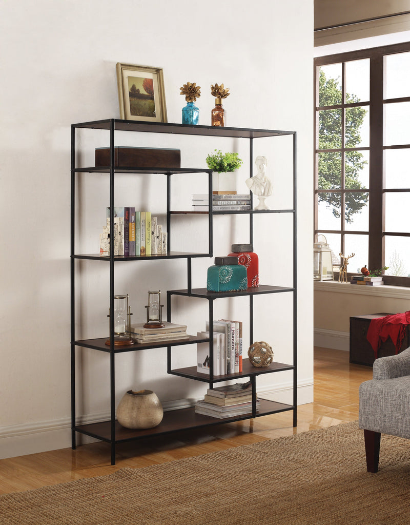 Asher -  Walnut & Black - Geometric Bookcase - Ornate Home