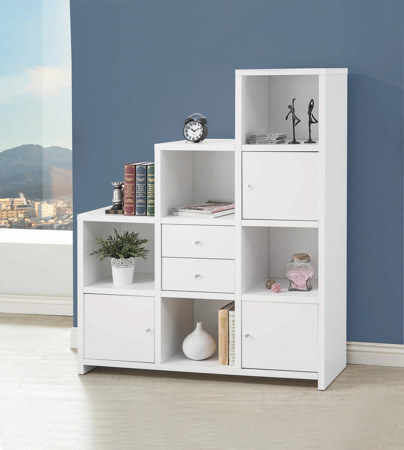 Spencer - White - Bookcase w/ Cube Storage Compartments - Ornate Home