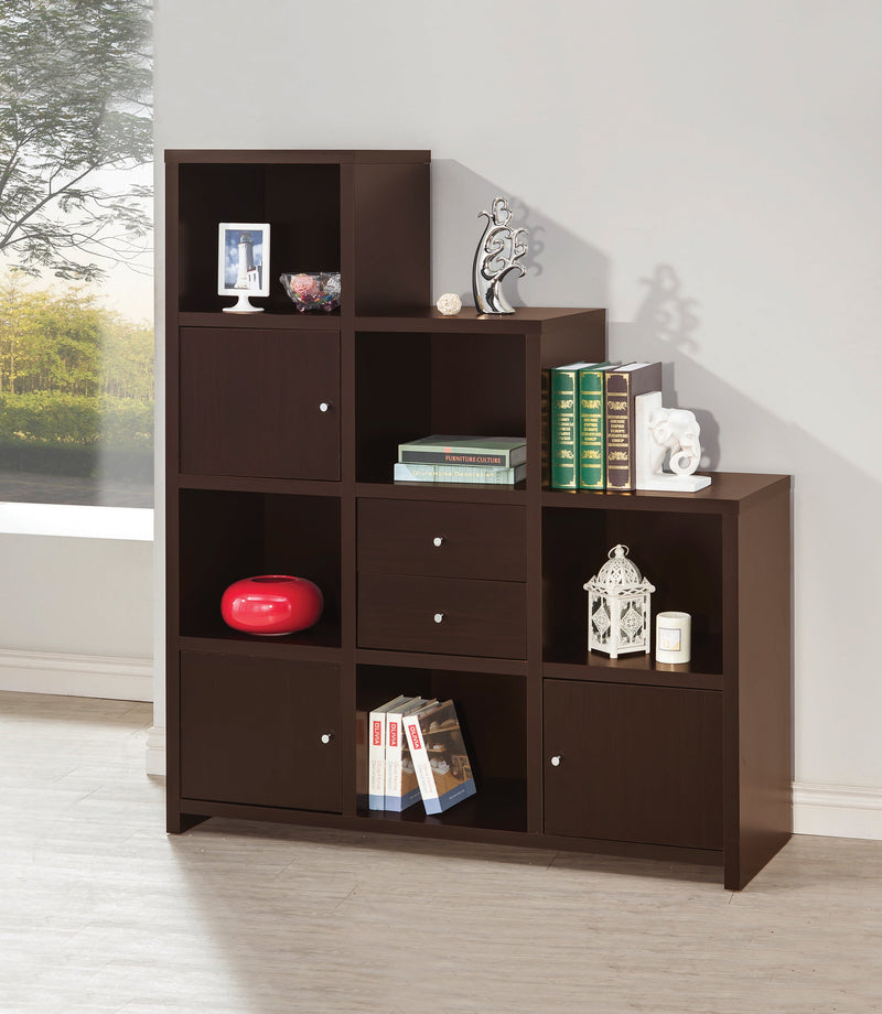 Spencer - Cappuccino - Bookcase w/ Cube Storage Compartments - Ornate Home