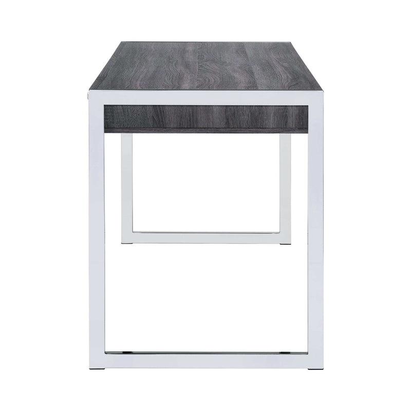 Wallice - Weathered Grey & Chrome - 2 Drawer Writing Desk - Ornate Home