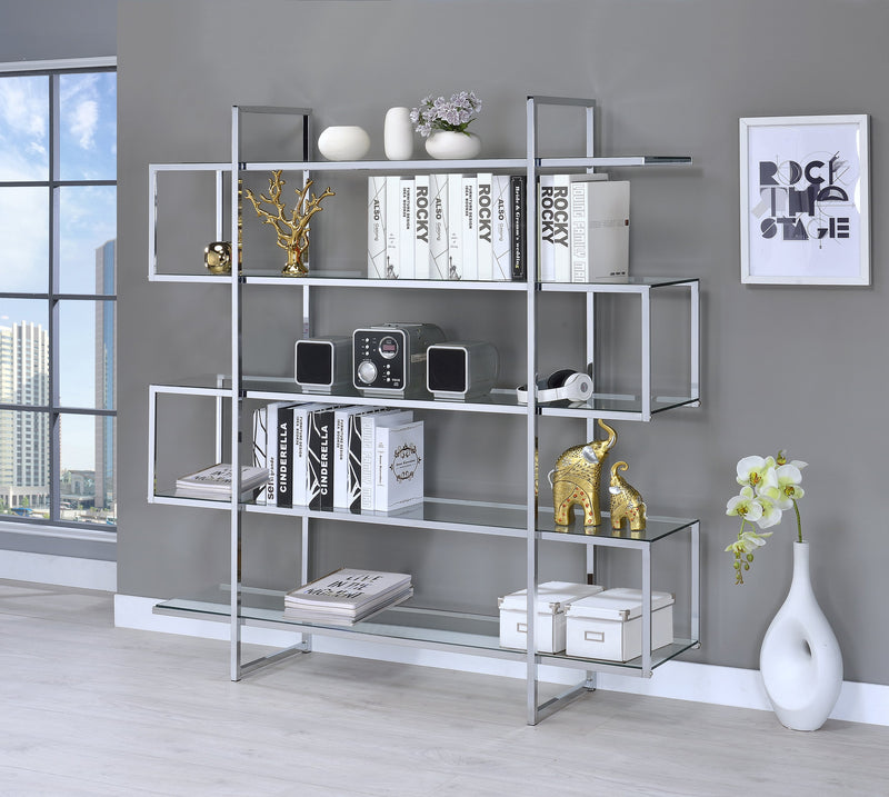 Caiden Chrome & Clear Bookcase