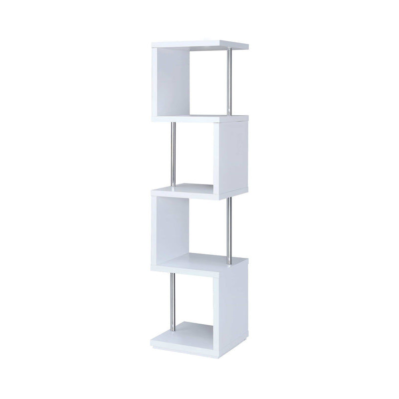 Baxter - White & Chrome - Bookcase - Ornate Home