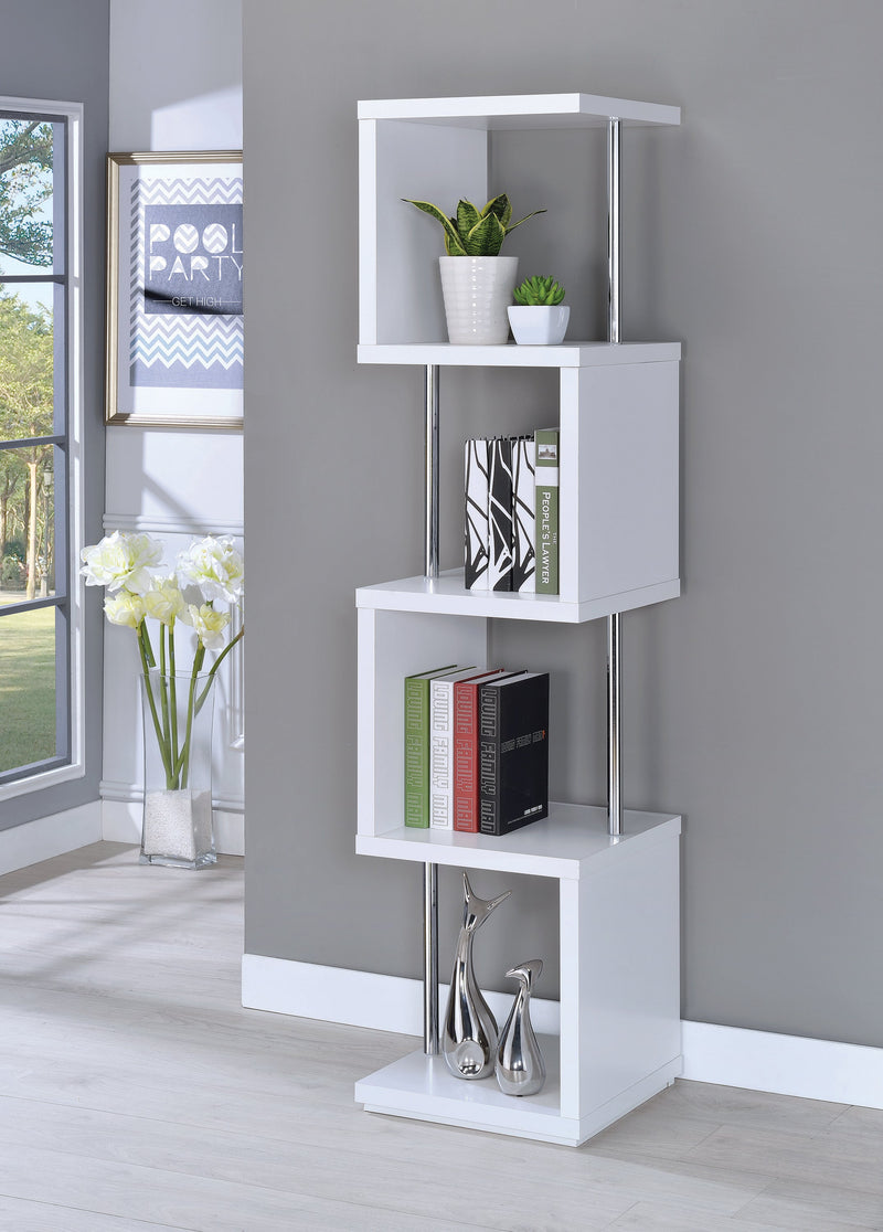 Baxter - White & Chrome - Bookcase - Ornate Home