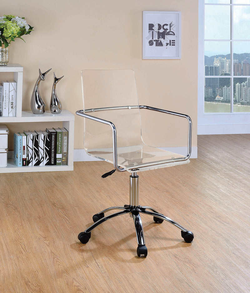 Amaturo Clear & Chrome Office Chair w/ Casters