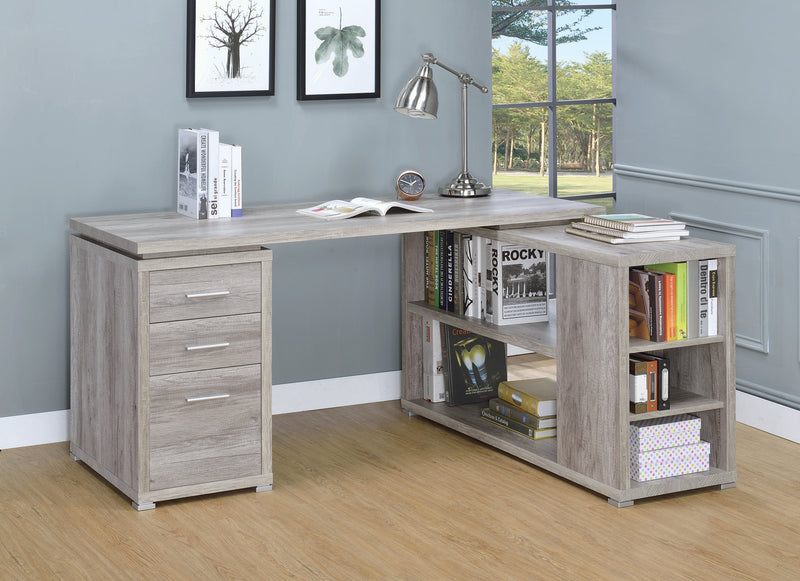 Yvette - Grey Driftwood - L Shape Office Desk - Ornate Home