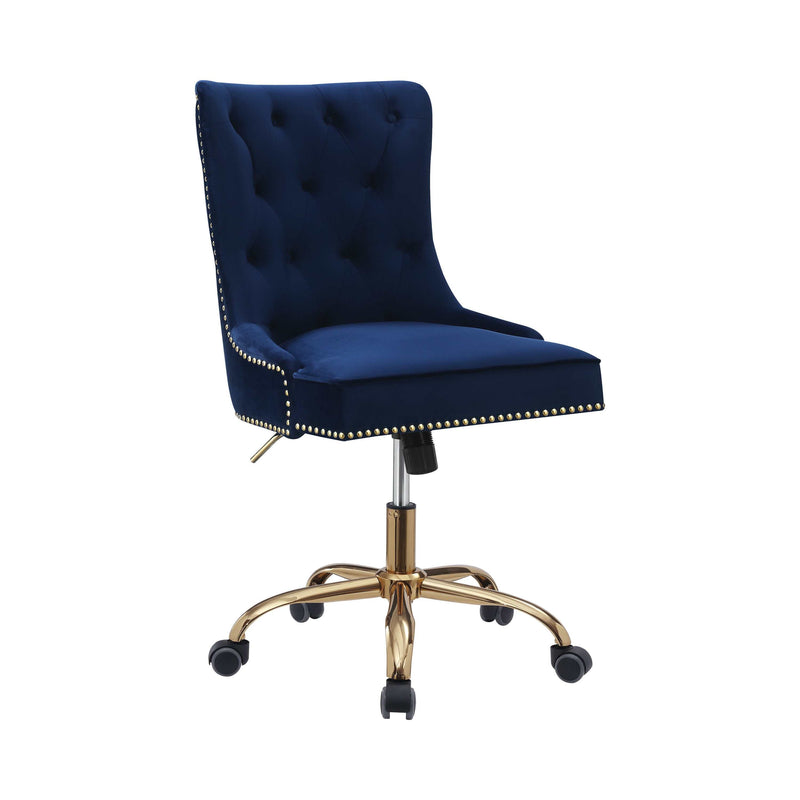 Elina - Blue & Brass - Office Chair w/ Nailhead - Ornate Home