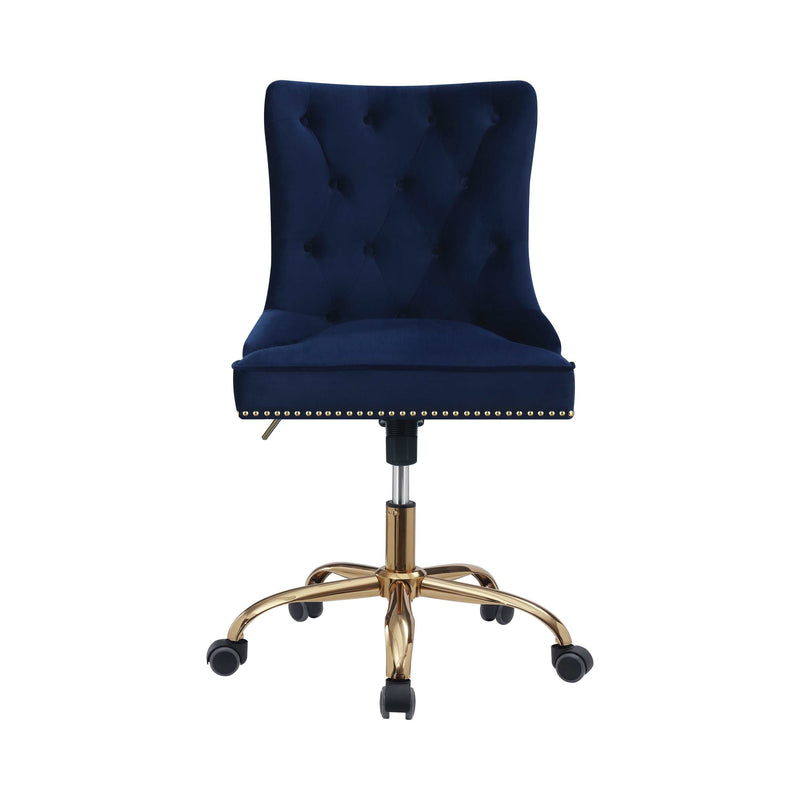 Elina - Blue & Brass - Office Chair w/ Nailhead - Ornate Home