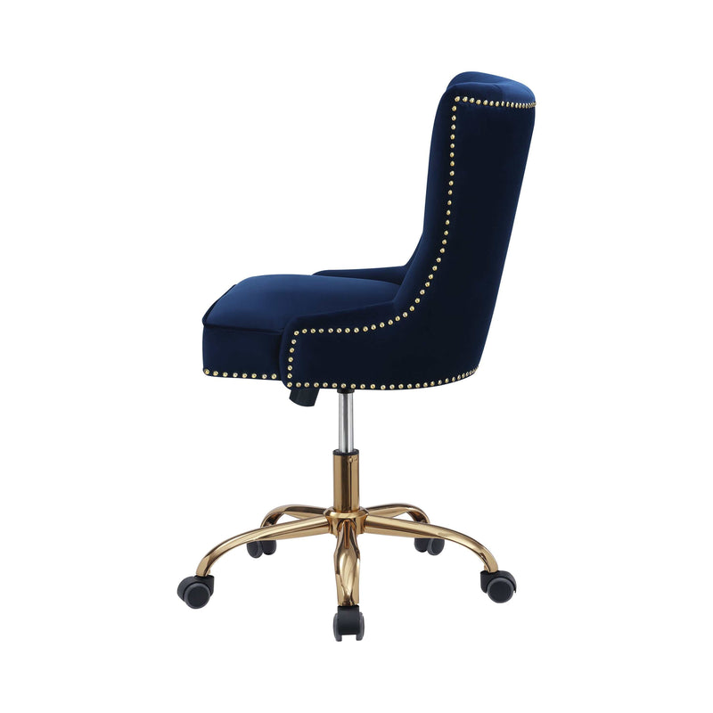 Elina - Blue & Brass - Office Chair w/ Nailhead - Ornate Home