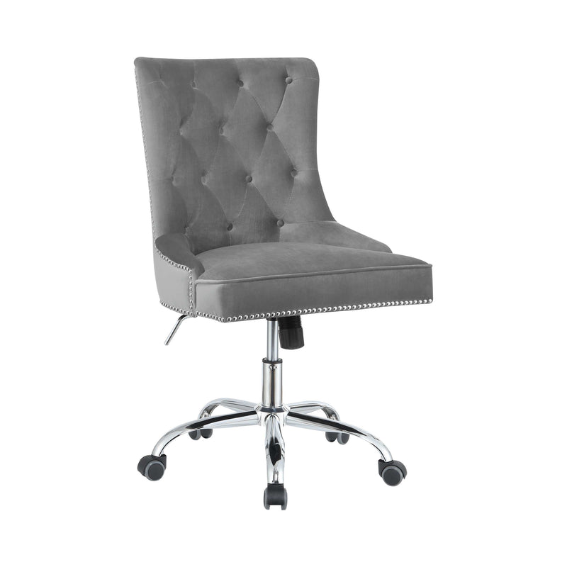 Elina - Grey & Chrome - Office Chair w/ Nailhead - Ornate Home