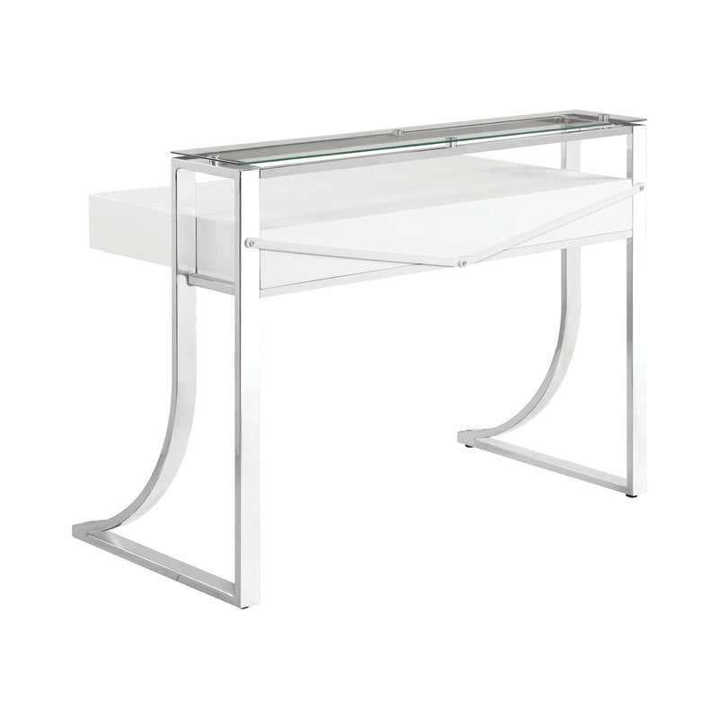 Gemma - Glossy White & Chrome - 2 Drawer Writing Desk - Ornate Home