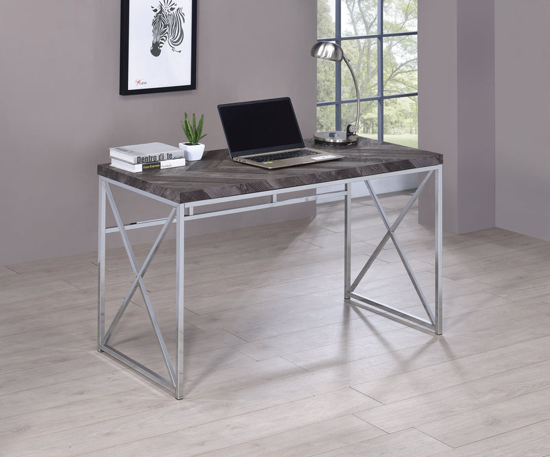 Grimma - Rustic Grey Herringbone - Writing Desk - Ornate Home