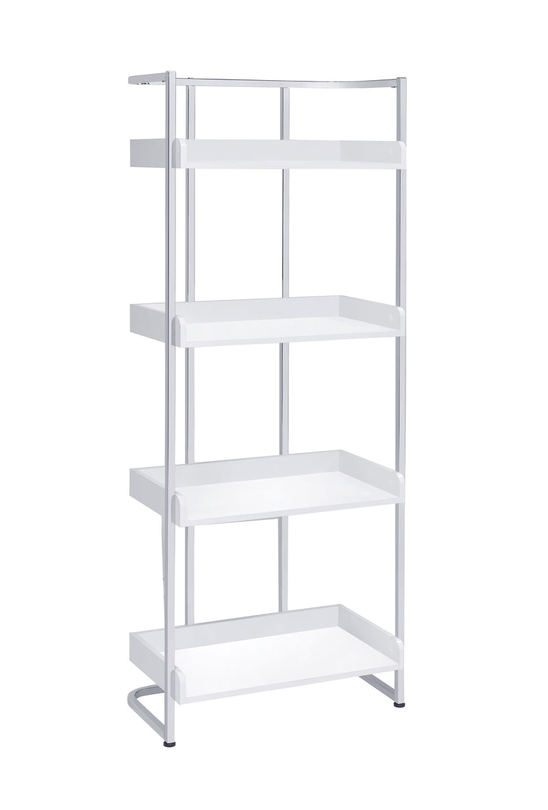 Ember - White High Gloss & Chrome - Bookcase - Ornate Home