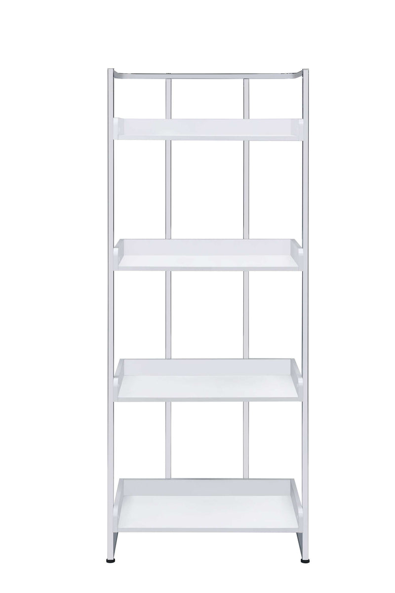 Ember - White High Gloss & Chrome - Bookcase - Ornate Home