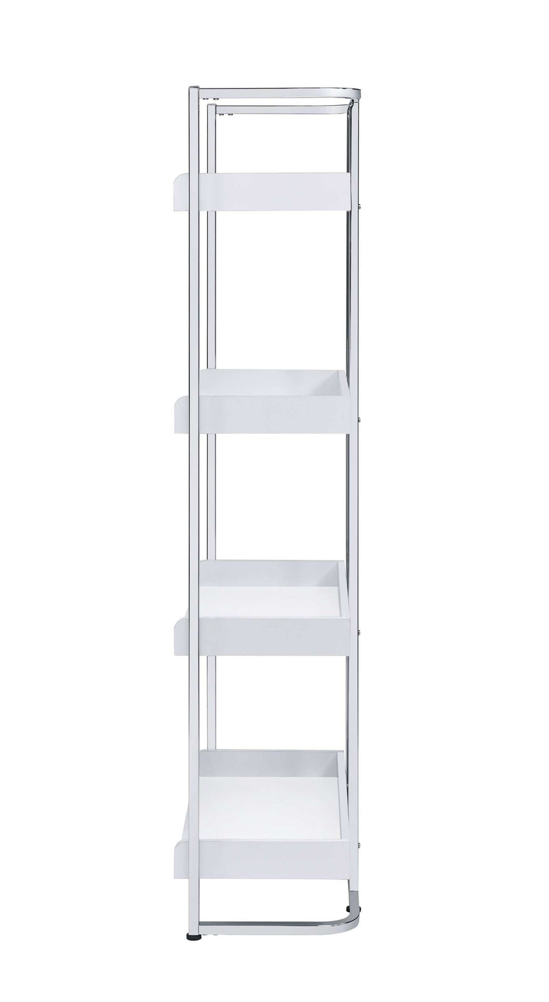 Ember - White High Gloss & Chrome - Bookcase - Ornate Home