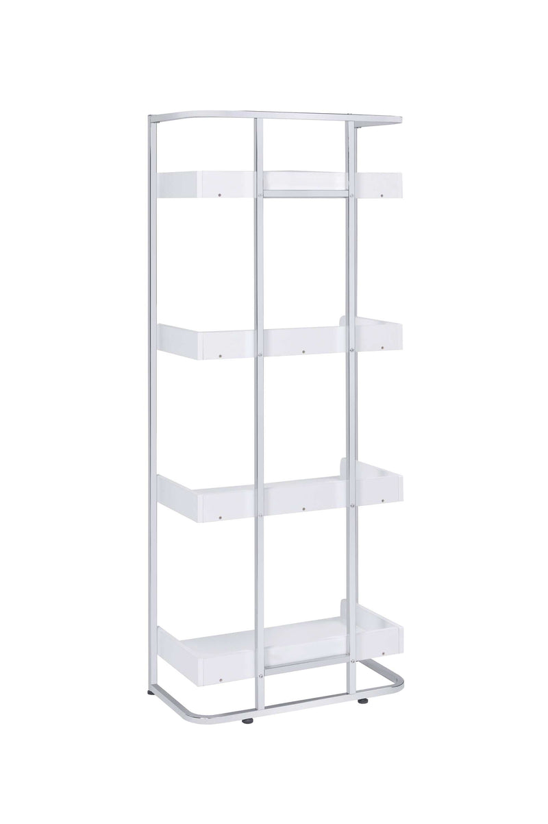 Ember - White High Gloss & Chrome - Bookcase - Ornate Home