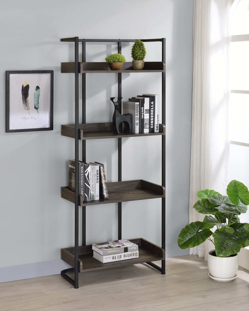 Ember - Dark Oak And Sandy Black - Bookcase - Ornate Home