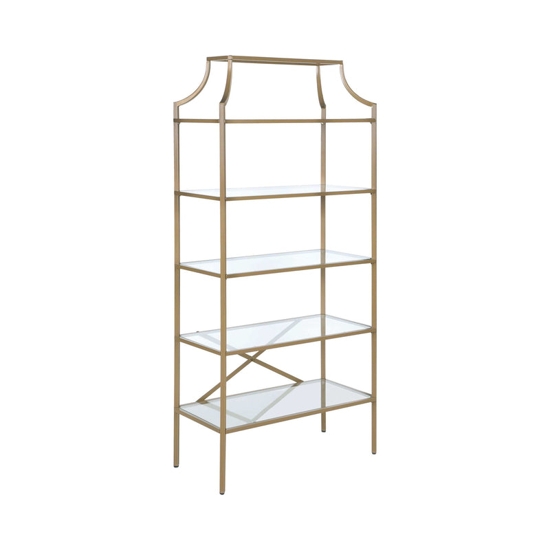 Orion - Matte Gold - Tempered Glass Shelves Bookcase - Ornate Home