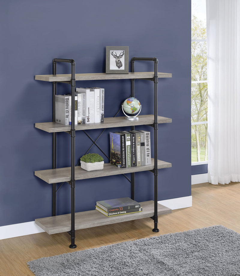 Delray - Grey Driftwood & Black - Bookcase - Ornate Home