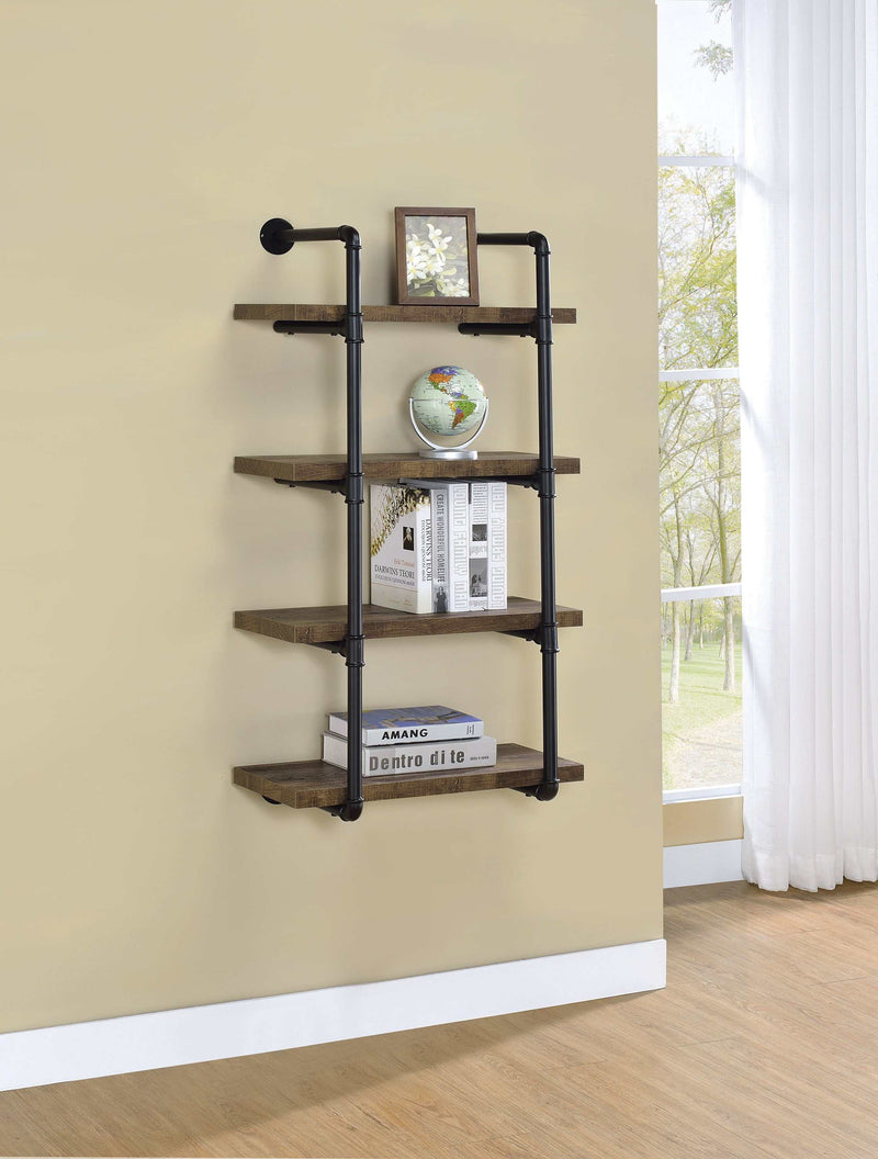 Elmcrest - Black & Rustic Oak - 24" Wall Shelf - Ornate Home