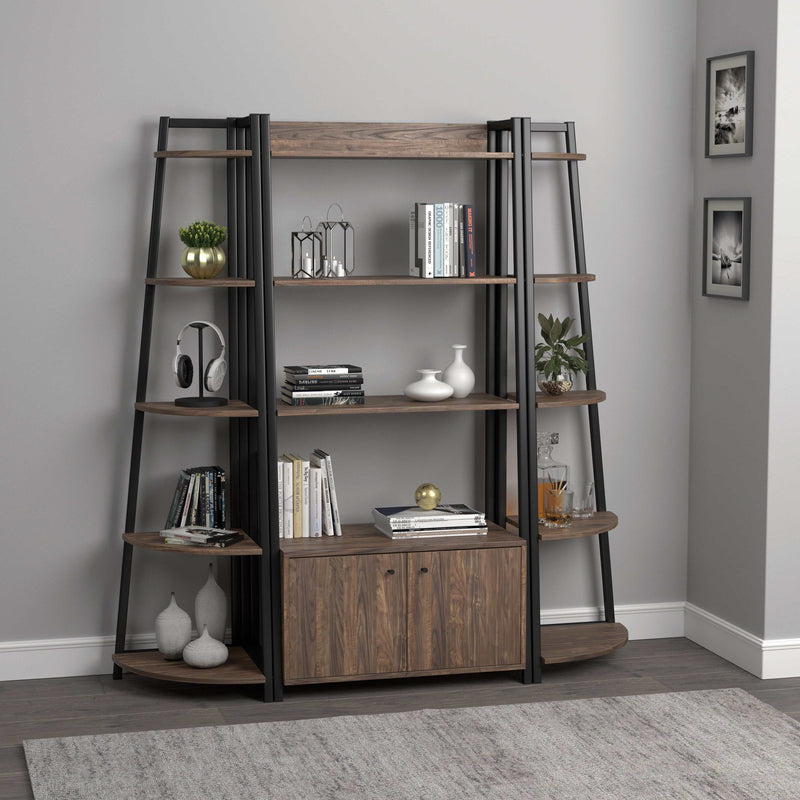 Jacksonville - Aged Walnut - Bookcase w/ 2-Door Cabinet - Ornate Home