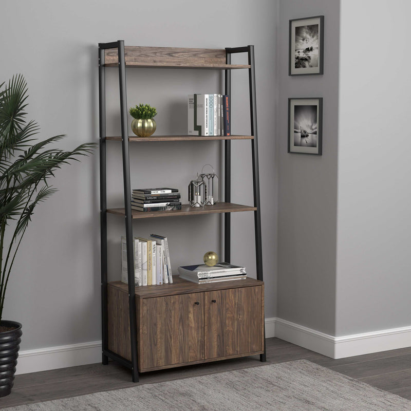 Jacksonville - Aged Walnut - Bookcase w/ 2-Door Cabinet - Ornate Home