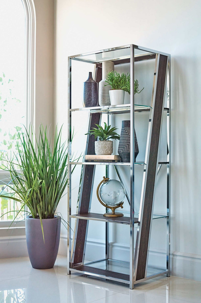 Alamosa - Chrome - Bookcase w/ Glass Shelf - Ornate Home