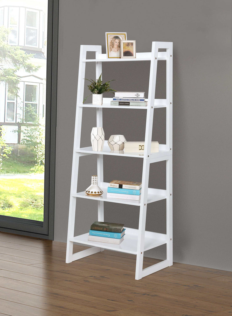 Trudie - White - 5 Shelf Ladder Bookcase - Ornate Home