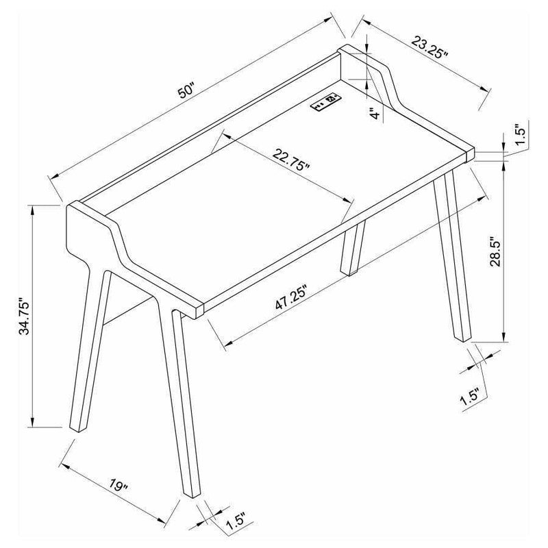 Paiter - White - Writing Desk w/  Power Outlet - Ornate Home