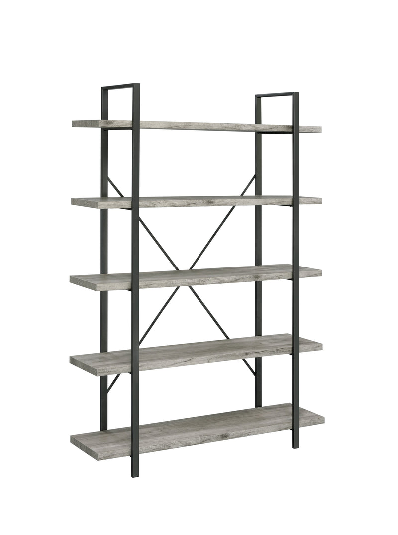 Cole - Grey Driftwood & Gunmetal - 5 Shelf Bookcase - Ornate Home