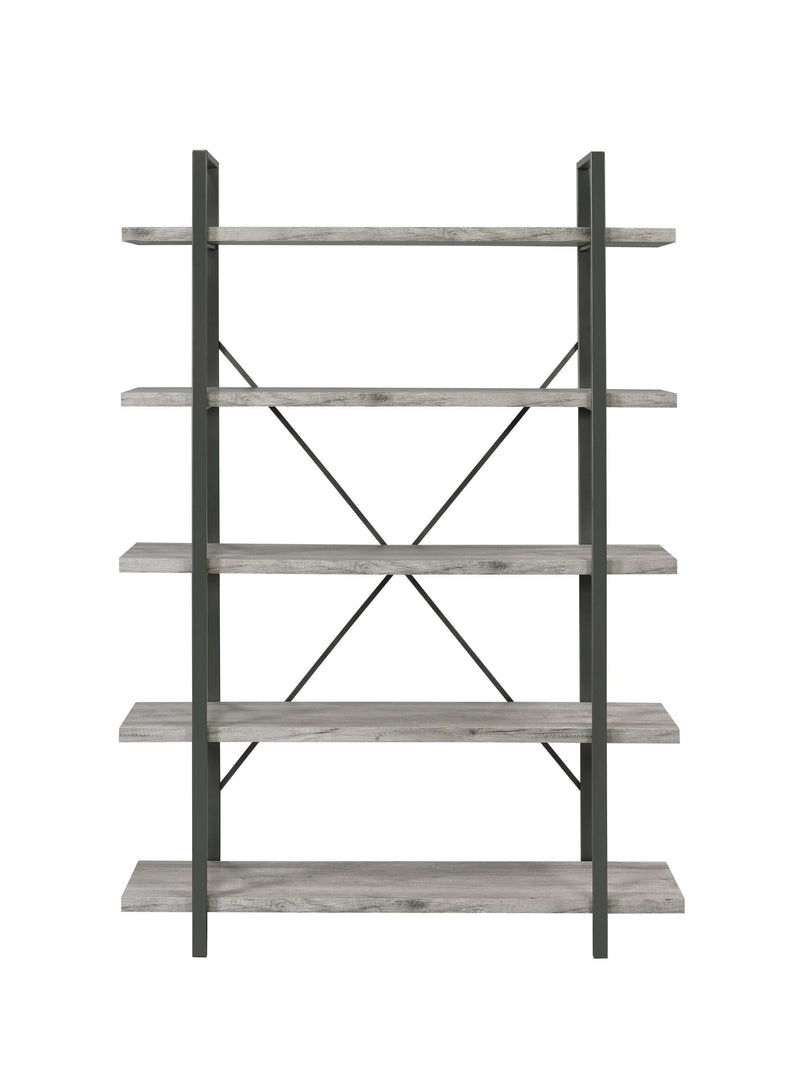 Cole - Grey Driftwood & Gunmetal - 5 Shelf Bookcase - Ornate Home