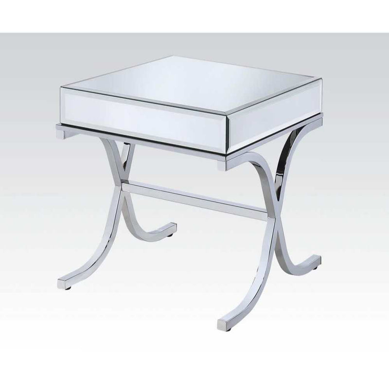 Yuri - Mirrored Top & Chrome - End Table - Ornate Home