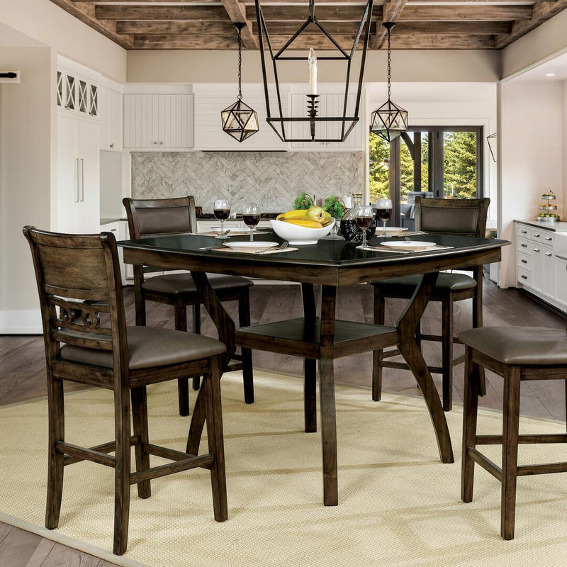 Flick - Walnut & Gray - Counter Height Dining Set / 5pc - Ornate Home