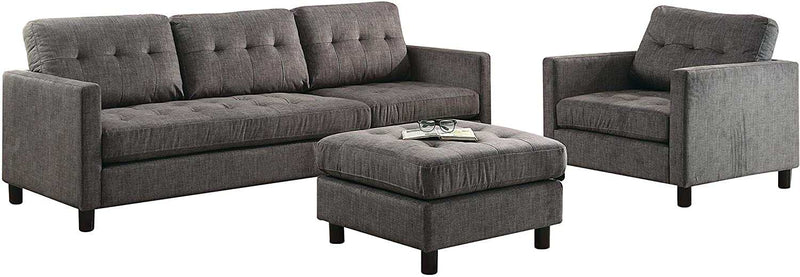 Ceasar - Gray - Sectional Sofa, Chair & Ottoman - Ornate Home