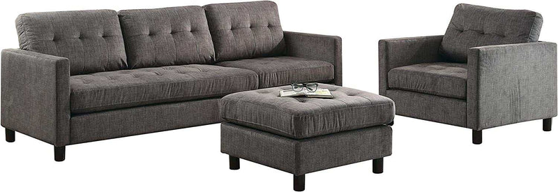 Ceasar - Gray - Sectional Sofa, Chair & Ottoman - Ornate Home