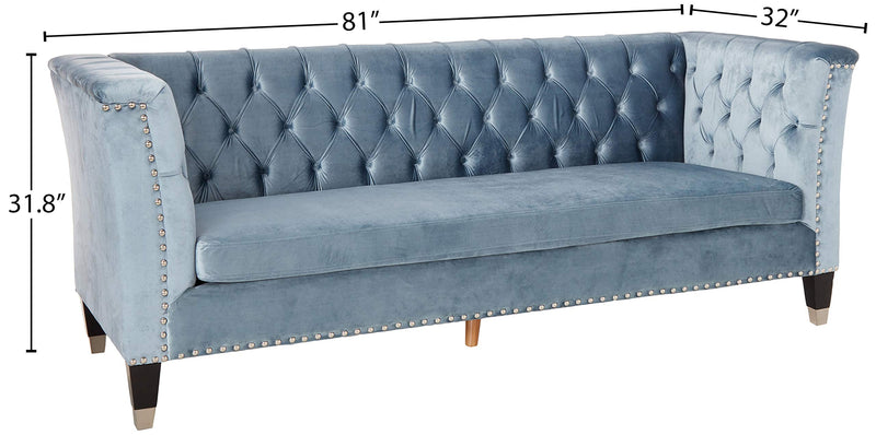 Honor BlueGray Velvet Sofa