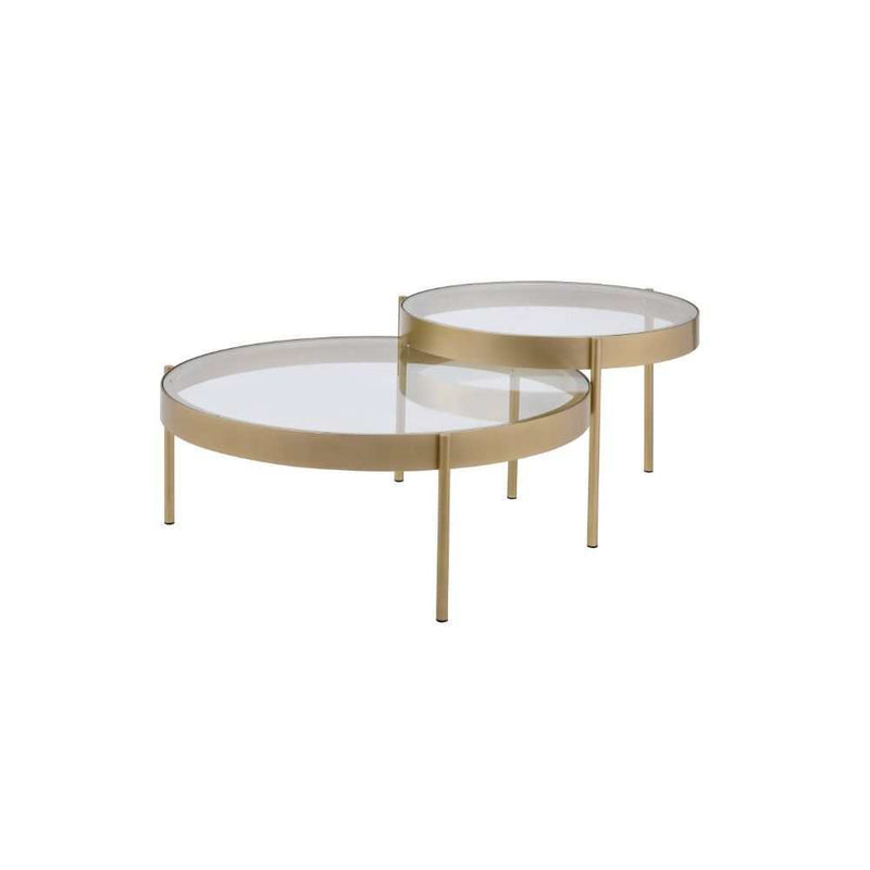 Andover - Clear Glass & Gold Finish - Nesting Table (Set of 2) - Ornate Home