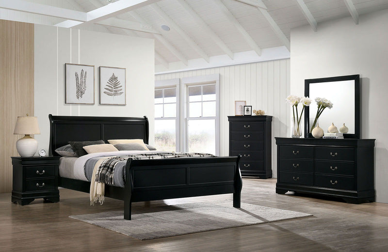 Louis Philippe Black 4pc Queen Bedroom Set