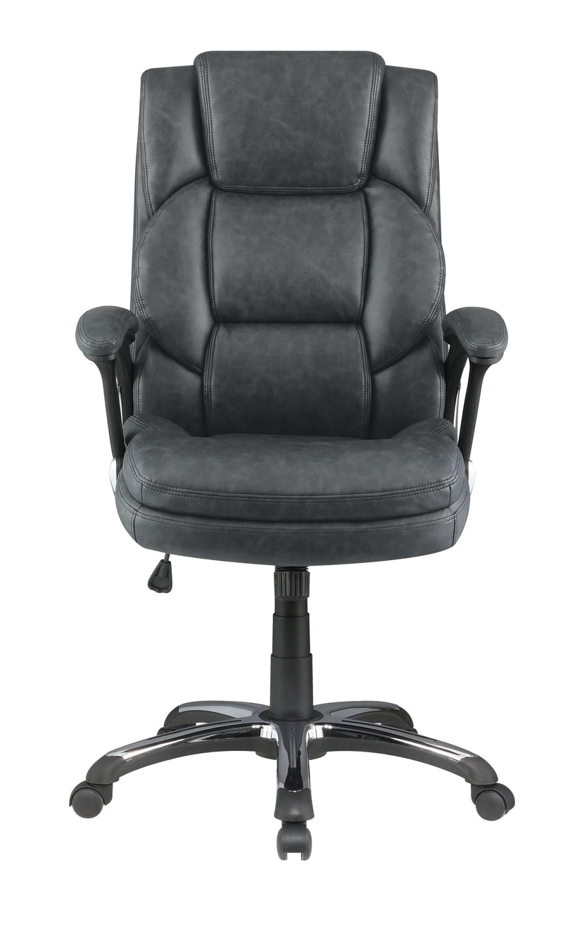 Geor - Grey & Black - Office Chair w/ Padded Arm - Ornate Home