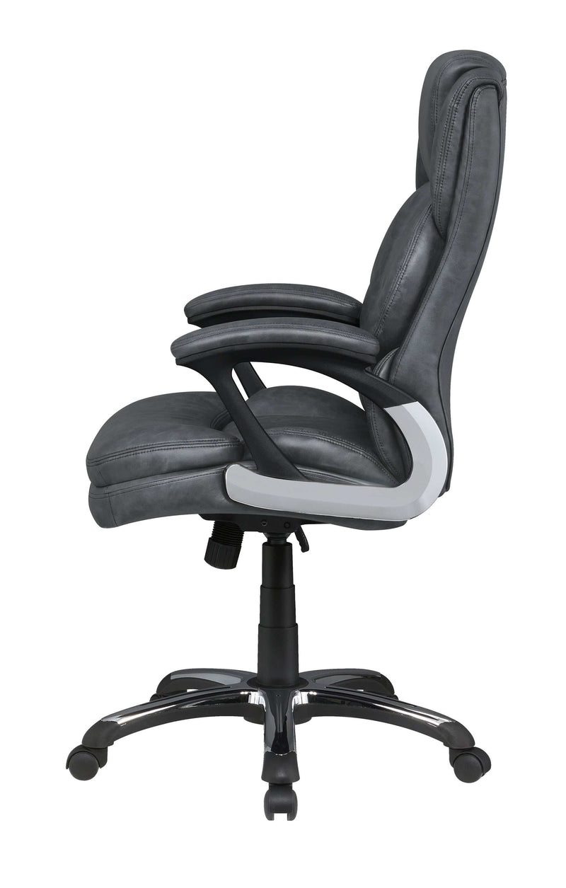 Geor - Grey & Black - Office Chair w/ Padded Arm - Ornate Home